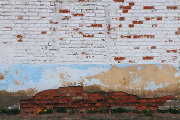white painted red brick