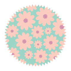 colorful seal stamp with flowers design, vector illustration
