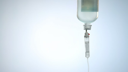 Liquid medicine in intravenous drip bag and line, therapy for urgent life saving