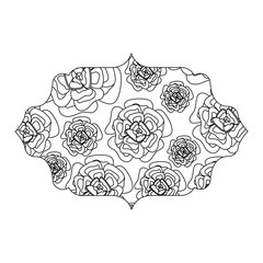 decorative frame with floral design, black and white design. vector illustration