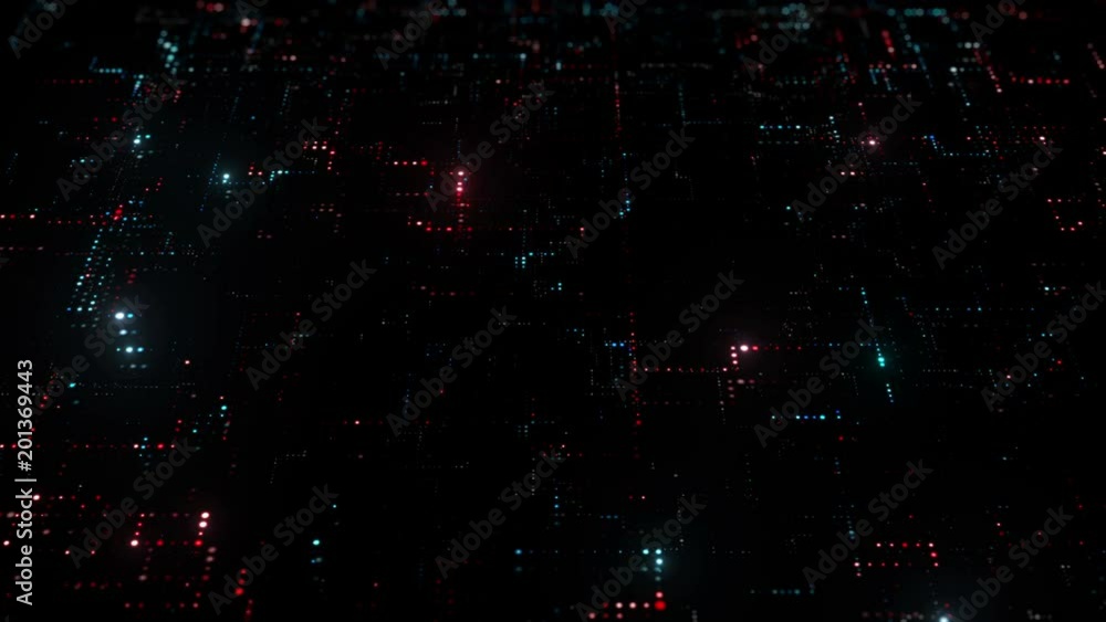 Poster 3d render abstract digital background with tech dots. technology concept with bright glow circles pa