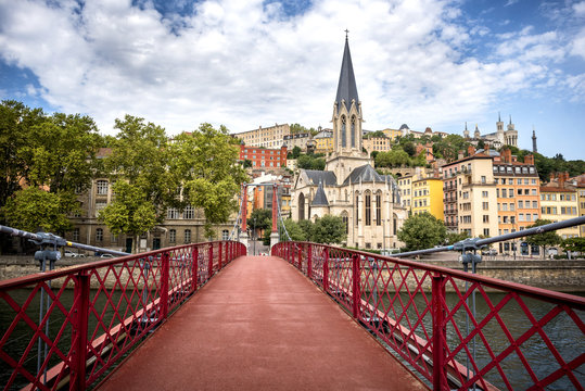 Lyon, Eglise Saint George seen from the Passerelle St. George (Walkways). France. © Massimo Santi