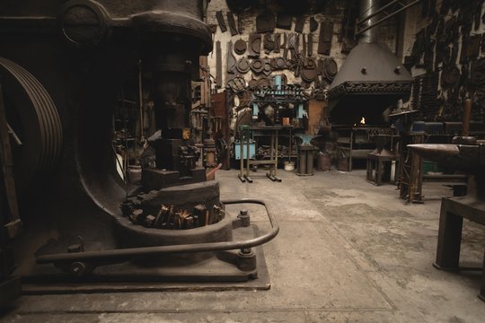 Machine and tools in workshop