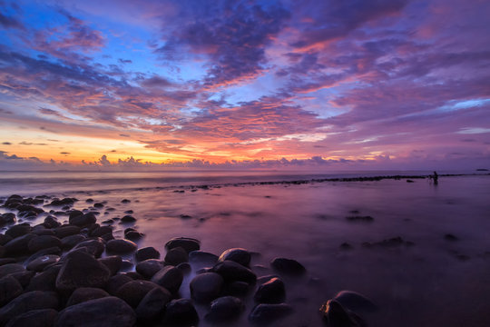 Bung Hatta beach at sunset, Padang, West Sumatra, Indonesia