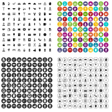 100 catering examination icons set vector in 4 variant for any web design isolated on white