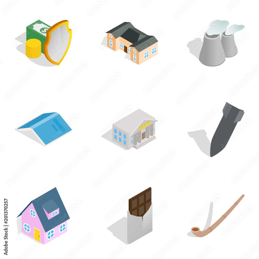 Poster fund available icons set. isometric set of 9 fund available vector icons for web isolated on white b