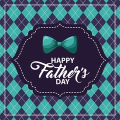 happy fathers day rhombus background blue bowtie label image vector illustration
