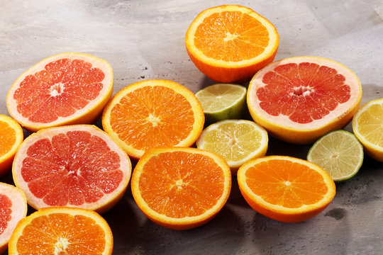 Citrus fruits with orange, lemon, grapefruit and lime