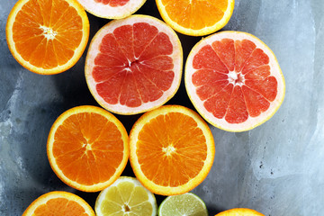 Citrus fruits with orange, lemon, grapefruit and lime