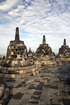 Stupas, Borobudur, Central Java, Indonesia