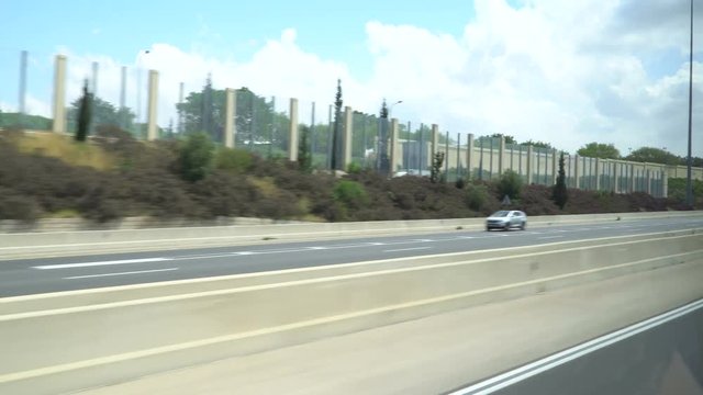 Relaxing road along highway and sea coast. Tel-Aviv, Israel