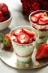 Strawberry Mousse Cups /Valentines day dessert  Prafait