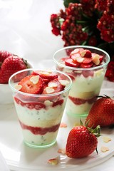 Strawberry Mousse Cups /Valentines day dessert  Prafait