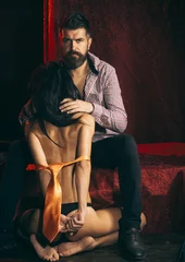 bearded man and naked girl. © Volodymyr