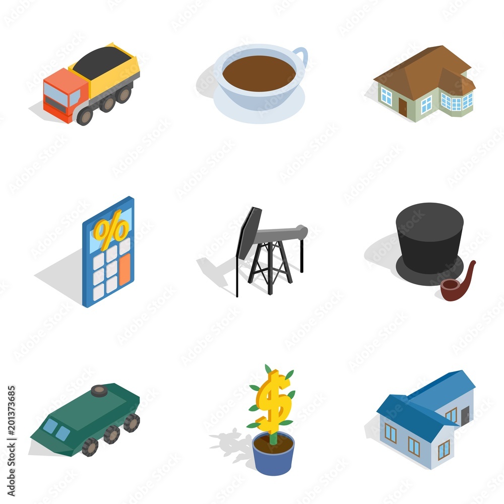 Poster requirement icons set. isometric set of 9 requirement vector icons for web isolated on white backgro