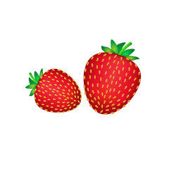 Red strawberry on white background for decoration labels, banners, packaging. Vector illustration.
