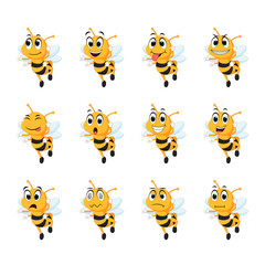 Bee with different facial expressions