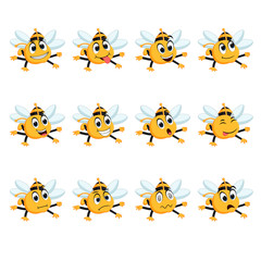 Fototapeta premium Bee with different facial expressions