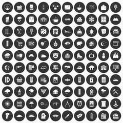 100 windows icons set in simple style white on black circle color isolated on white background vector illustration