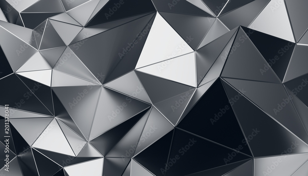 Poster abstract 3d rendering of triangulated surface. modern background. futuristic polygonal shape. low po