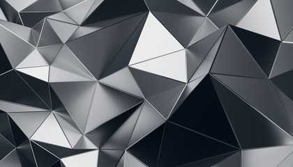 Obraz premium Abstract 3d rendering of triangulated surface. Modern background. Futuristic polygonal shape. Low poly minimalistic design for poster, cover, branding, banner, placard.