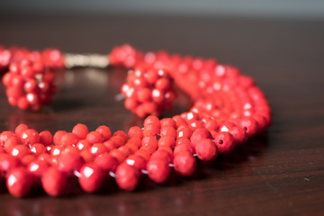 Red Necklace and Earrings of Beads 5