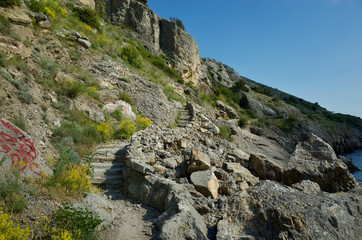 Stairs to the mountain Alchak, Sudak, Crimea