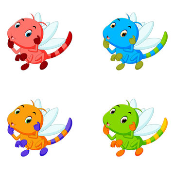 dragonfly with different facial expressions and different color