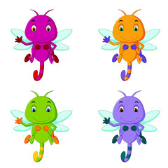 dragonfly with different facial expressions and different color