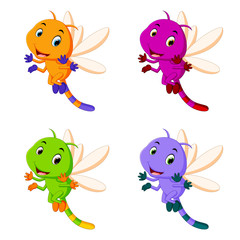 dragonfly with different facial expressions and different color