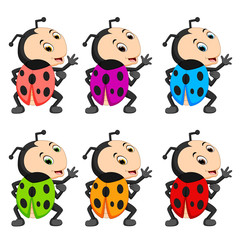 Fototapeta premium Ladybug with different facial expressions and different color