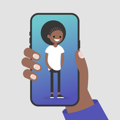 Hand holding a smartphone