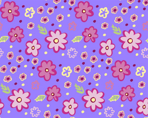 Summer small flowers seamless pattern. Botanical illustration hand drawn. Vector floral design for fashion prints, scrapbook, wrapping paper.