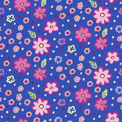 Summer small flowers seamless pattern. Botanical illustration hand drawn. Vector floral design for fashion prints, scrapbook, wrapping paper.