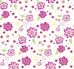 Summer small flowers seamless pattern. Botanical illustration hand drawn. Vector floral design for fashion prints, scrapbook, wrapping paper.