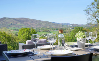 outdoor dining table on a terrace