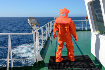 Man in safety immersion suit