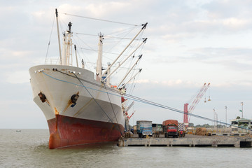 Cargo ship refrigerator moored