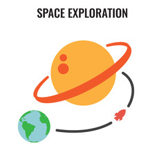 Space Travel icon - Planets - Tourism to Outer Space - Exploration Astrotourism