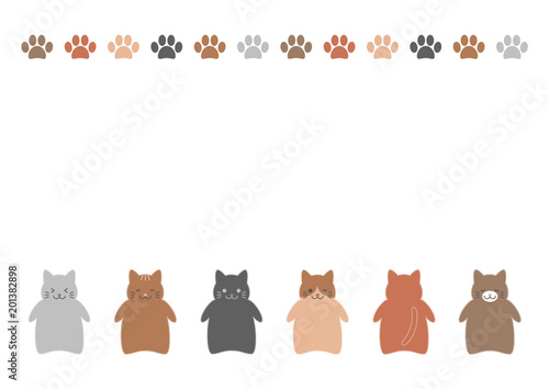 Cats 猫 イラスト フレーム 白背景 Wall Mural Wallpaper Murals Osame
