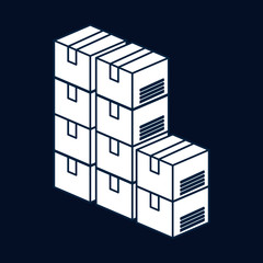 stack of boxes over blue background, vector illustration