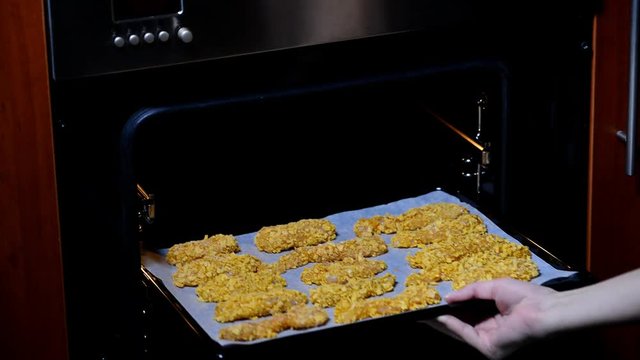Put in the oven to bake chicken strips