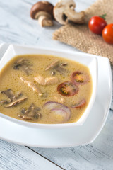 Bowl of thai tom kha soup