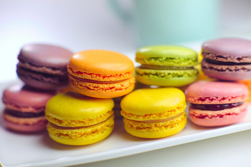macaroons on plate with depth of field