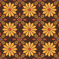 Eastern style floral tile seamless pattern