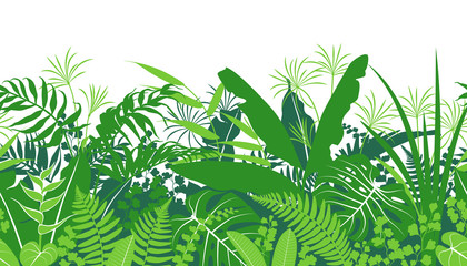 Tropical Plants  Green  Seamless Pattern