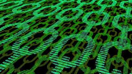Green flat chains with binary texture and multiple layers blockchain concept