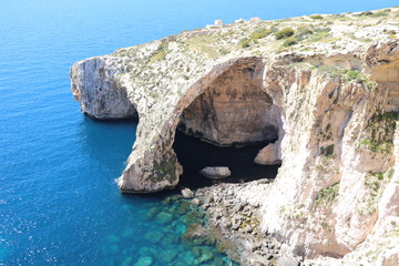 Natural wonders Blue Grotto at the Mediterranean Sea, Malta 