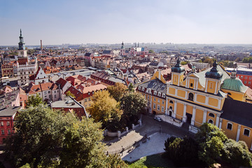 Fototapeta na wymiar Aerial view on the downtown city of Poznan