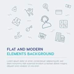 business, money, shopping outline vector icons and elements background concept on grey background...Multipurpose use on websites, presentations, brochures and more
